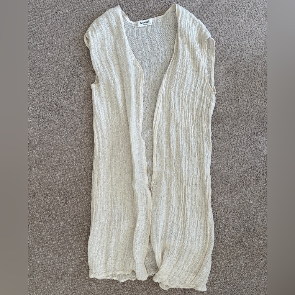 Woven Long Sleeveless Tunic, XS